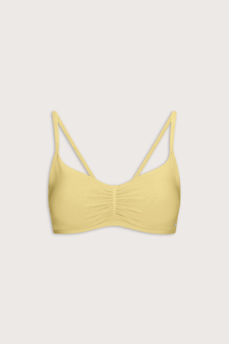 Sculpt Seamless Ruched Cross Back Sports Bra - Butter Yellow