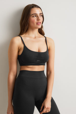Seamless Rib Bra - Vintage Black