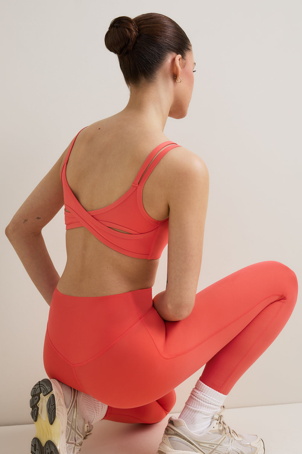 SkinLuxe Bandeau Cross Over Sports Bra - Coral