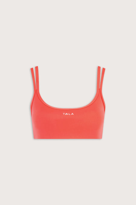 SkinLuxe Bandeau Cross Over Sports Bra - Coral