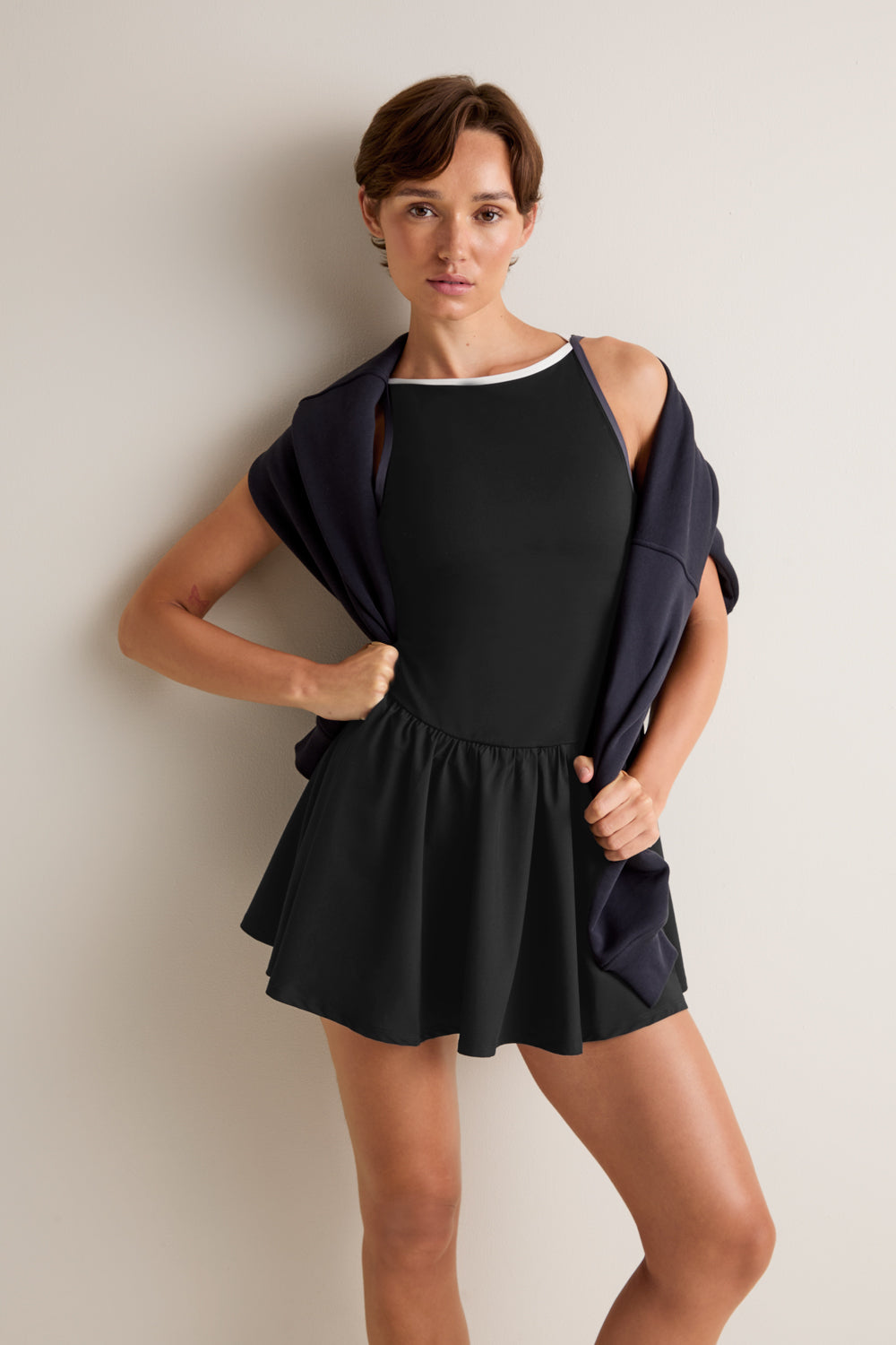 SkinLuxe Boat Neck Active Dress - Black
