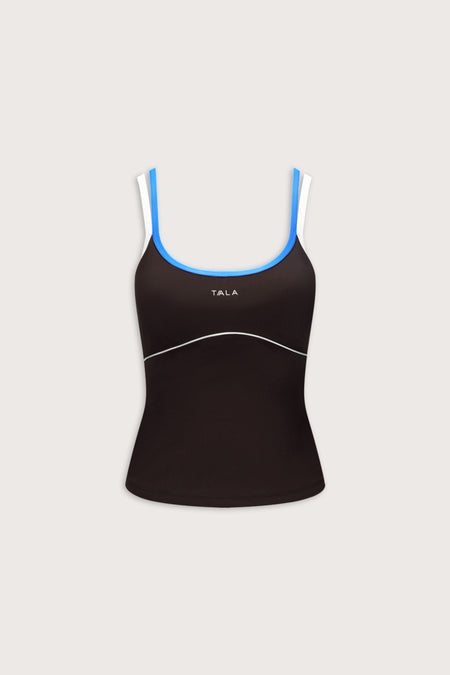 SkinLuxe Contrast Double Strap Tank - Americano