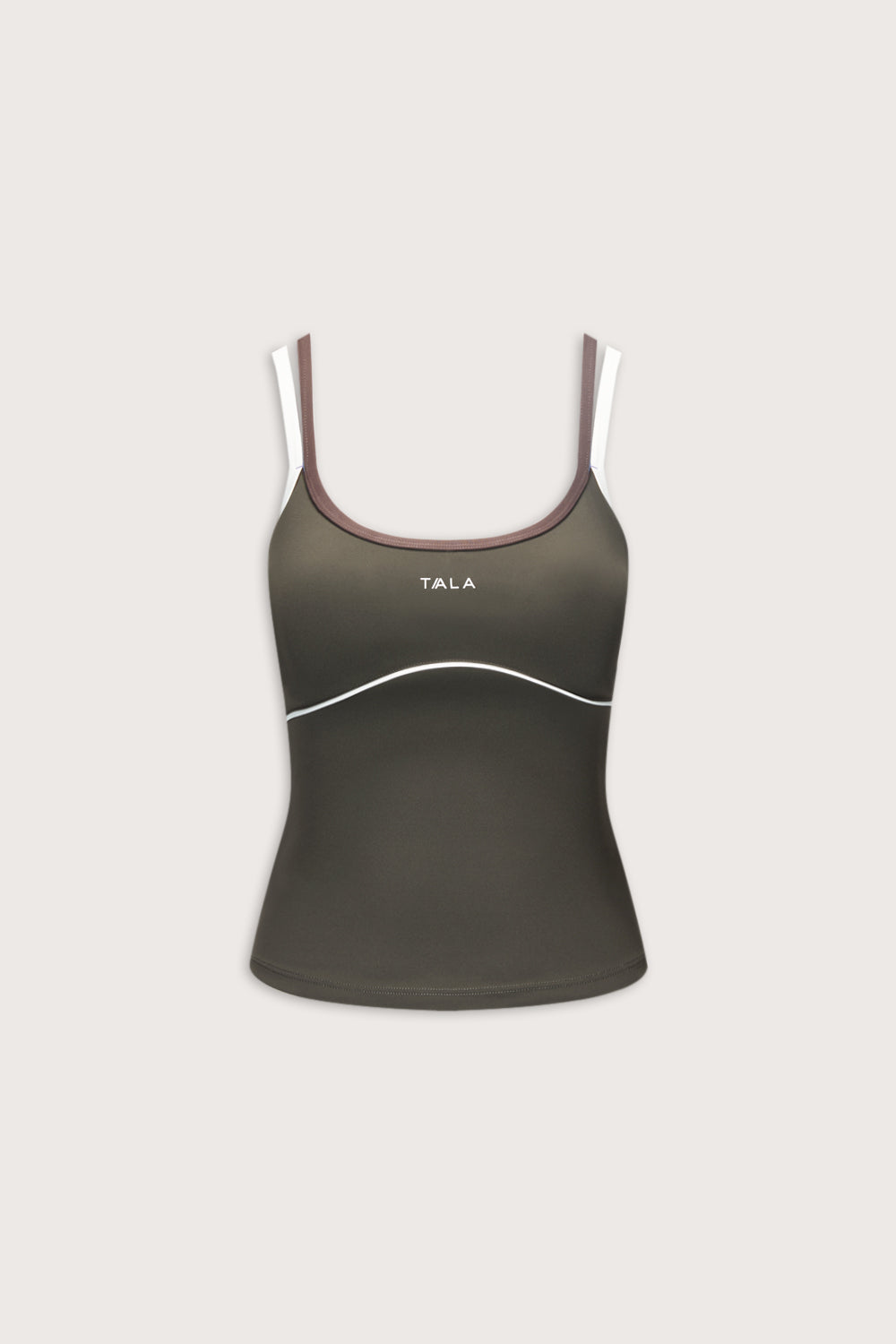 SkinLuxe Contrast Double Strap Tank - Dark Olive