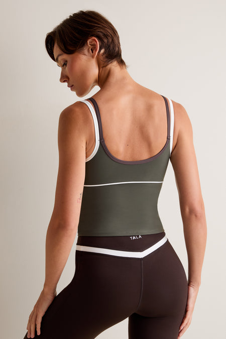 SkinLuxe Contrast Double Strap Tank - Dark Olive