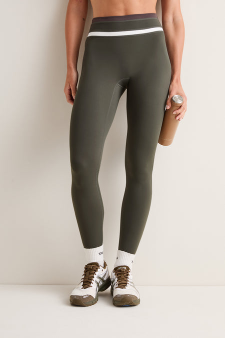 SkinLuxe Contrast High Waist Legging  - Dark Olive