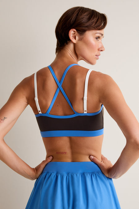 SkinLuxe Contrast Cross Strap Sports Bra - Americano