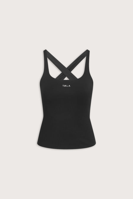 SkinLuxe Cross Back Vest - Shadow Black