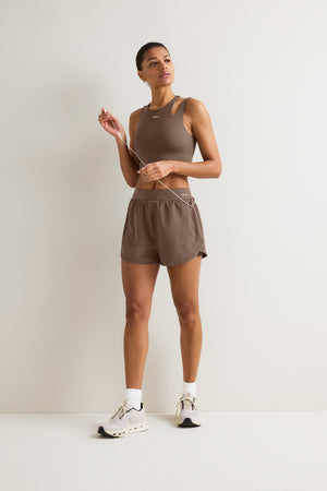 SkinLuxe Longline Sports Bra - Cortado Brown
