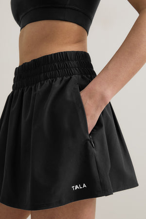 SkinLuxe Ruched Waist Floaty Short - Shadow Black