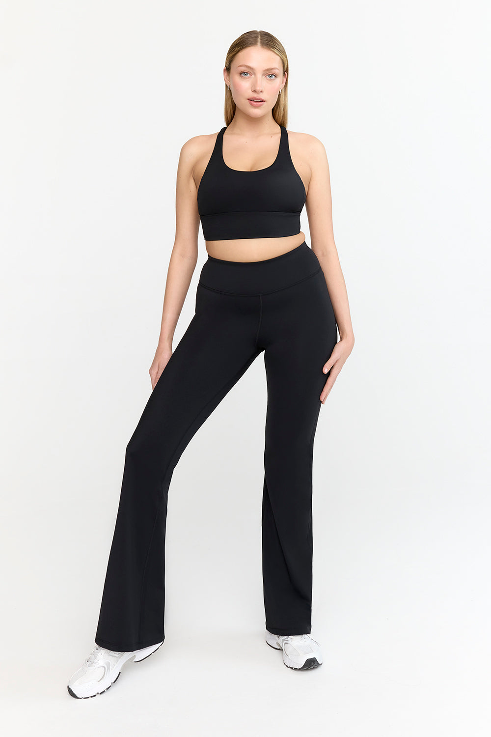 SkinLuxe High Waisted Flared Leggings - Shadow Black