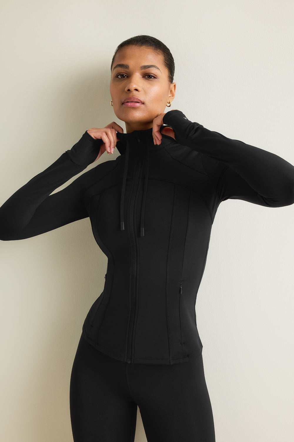 SkinLuxe Hooded Running Jacket - Black