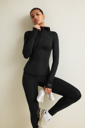 SkinLuxe Hooded Running Jacket - Black