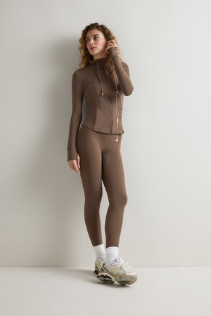 SkinLuxe Hooded Running Jacket - Cortado Brown