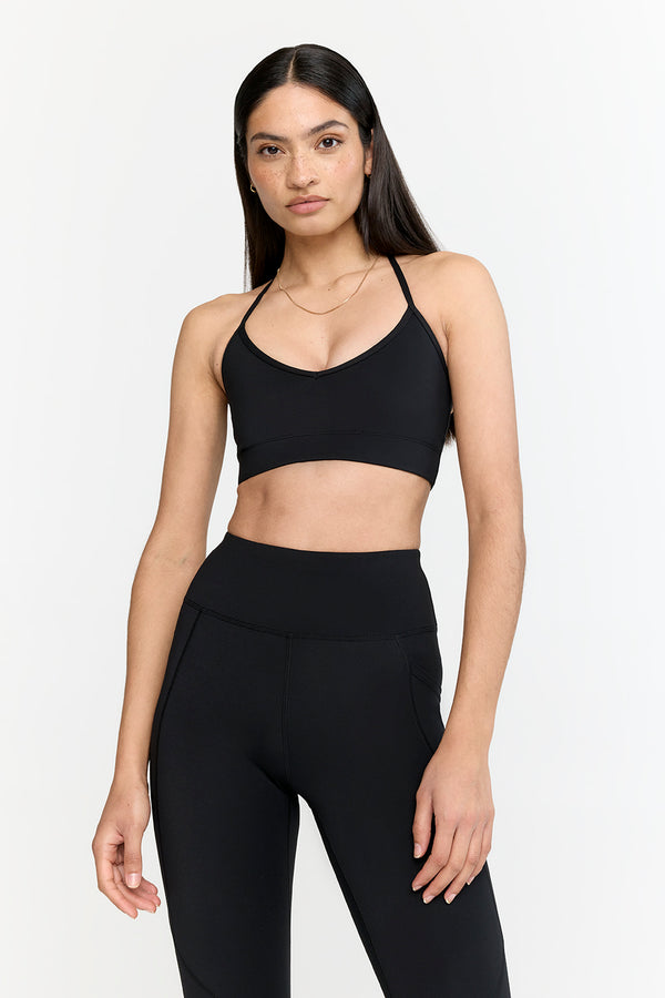 TALA Skinluxe high neck medium support sports bra in black exclusive at  ASOS
