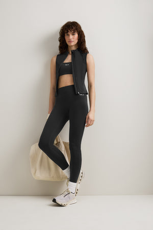 SkinLuxe Sleeveless Zip Through Running Top - Shadow Black