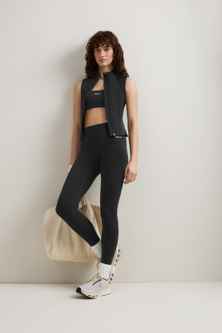 SkinLuxe Sleeveless Zip Through Running Top - Shadow Black
