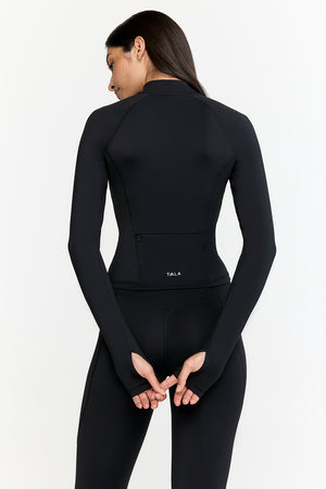 SkinLuxe Zip Through Running Top - Shadow Black