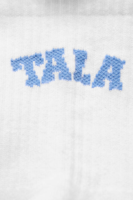 TALA Crew Logo Socks - White/ Blue