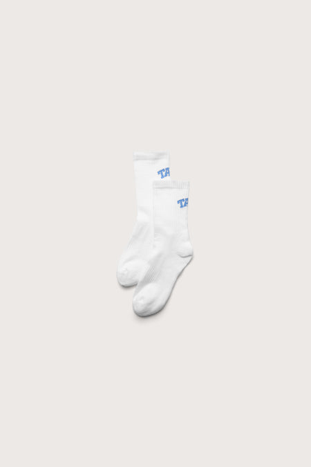 TALA Crew Logo Socks - White/ Blue