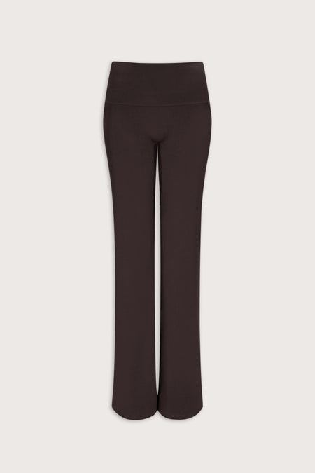 SoftSet Fold Waist Wide Leg Trouser - Americano