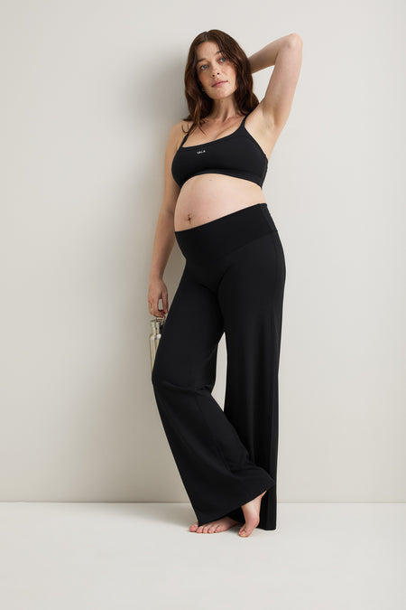 SoftSet Maternity Wide Leg Trouser - Black