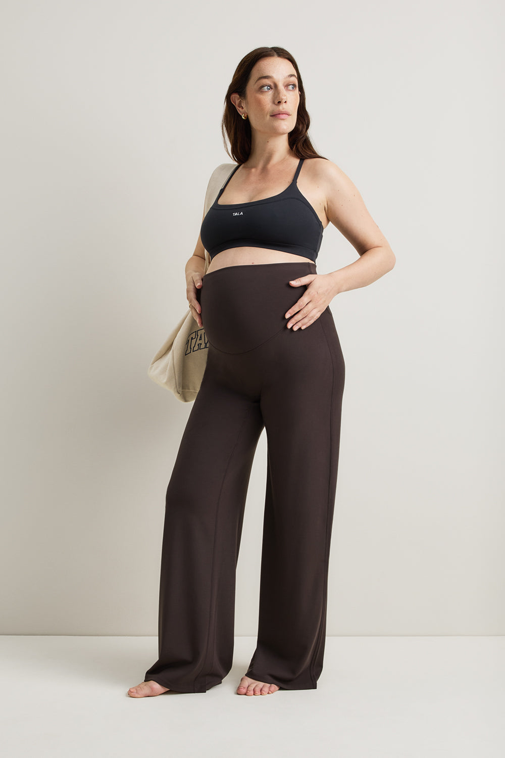 SoftSet Maternity Wide Leg Trouser - Americano