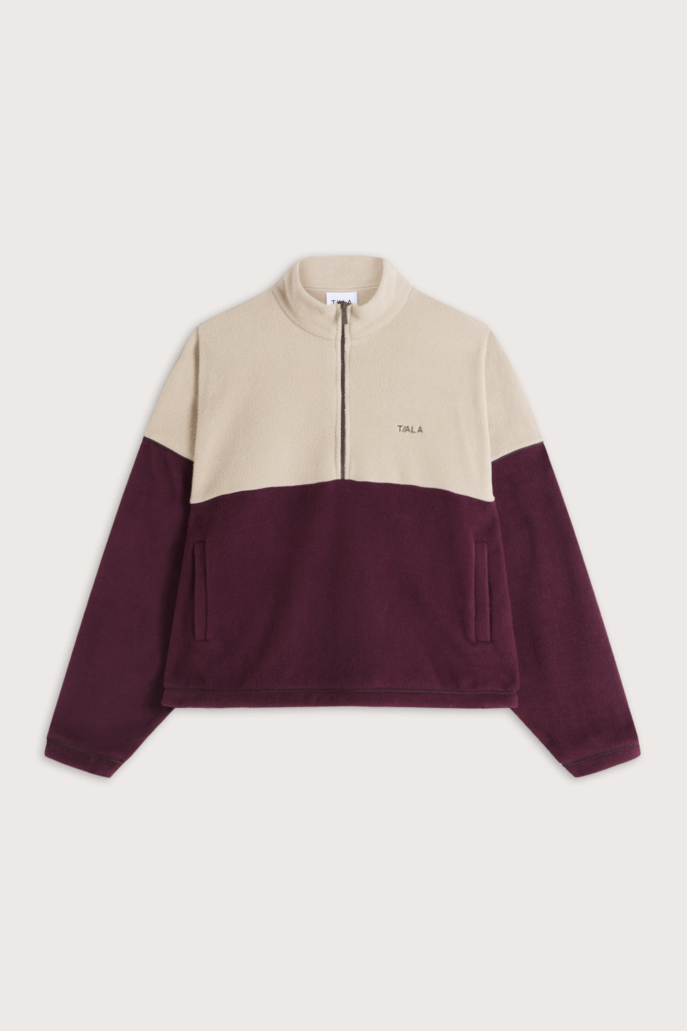 1/4 Zip Fleece Jacket - Deep Burgundy & Truffle
