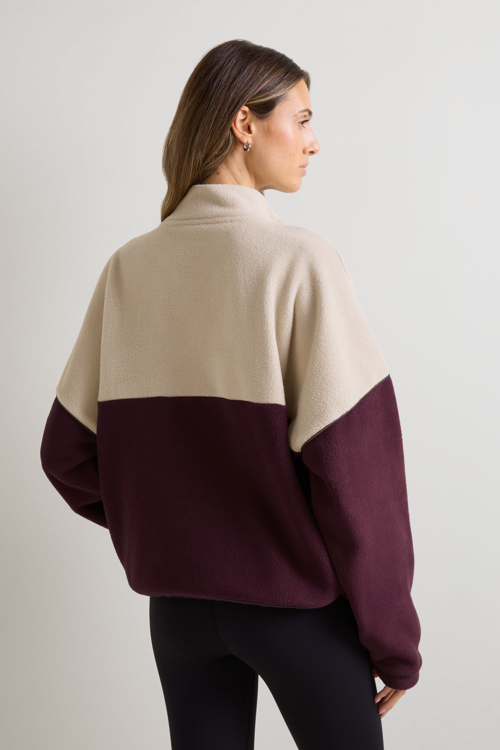 1/4 Zip Fleece Jacket - Deep Burgundy & Truffle