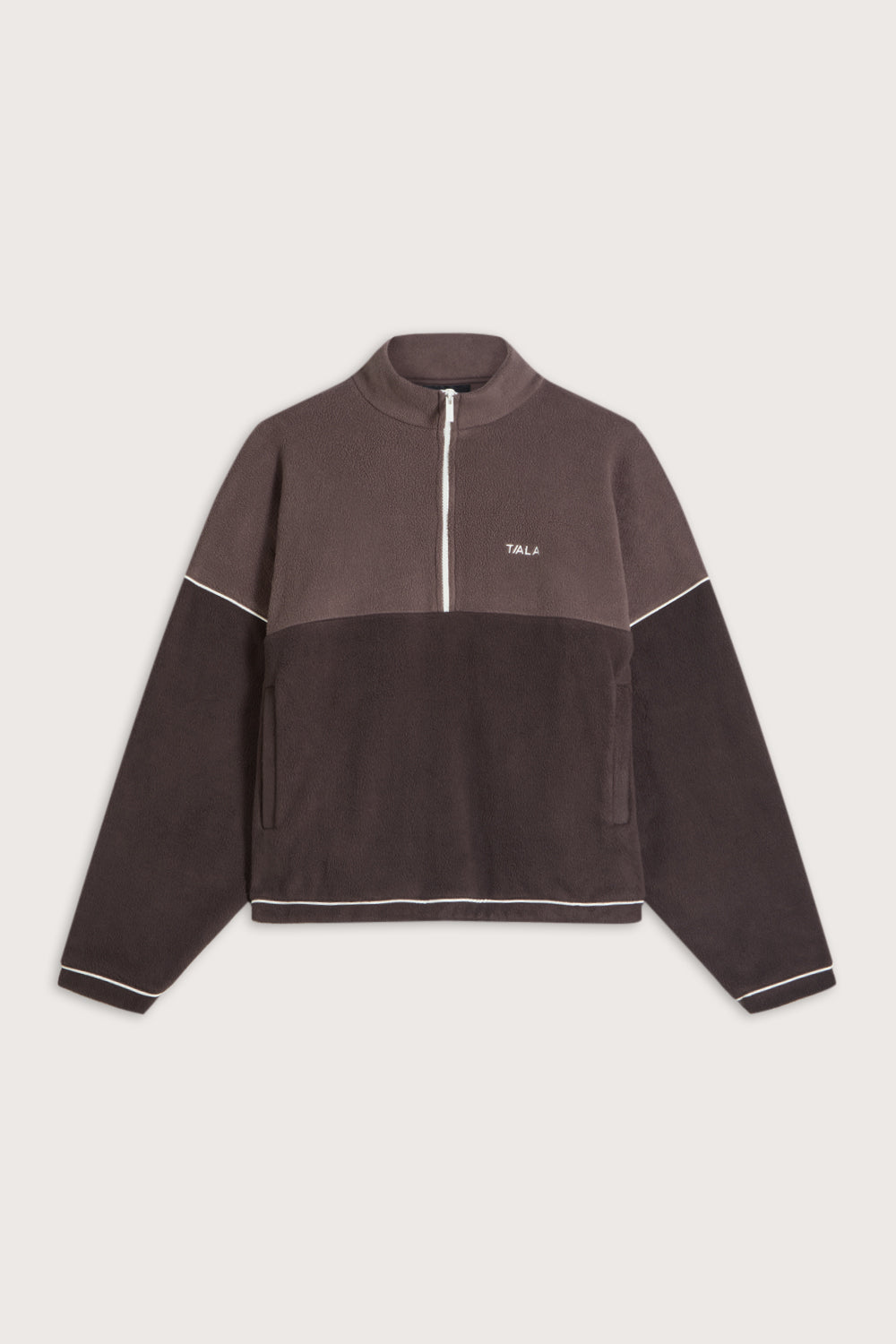 1/4 Zip Fleece Jacket - Mocha Brown / Americano
