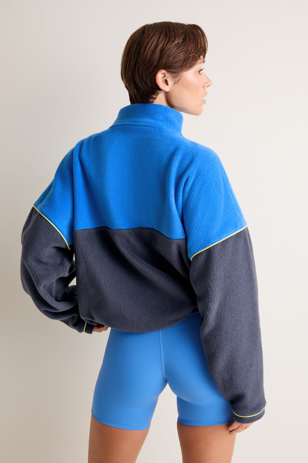 1/4 Zip Fleece Jacket - Steel Grey / Cobalt Blue