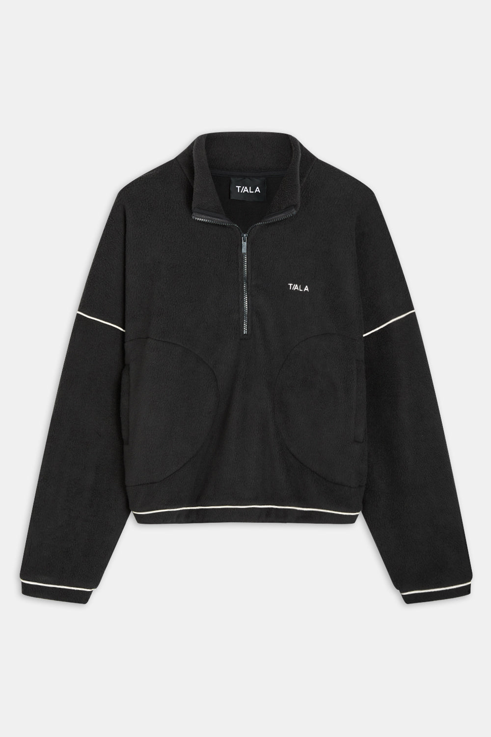 1/4 Zip Fleece Jacket - Black & Ivory