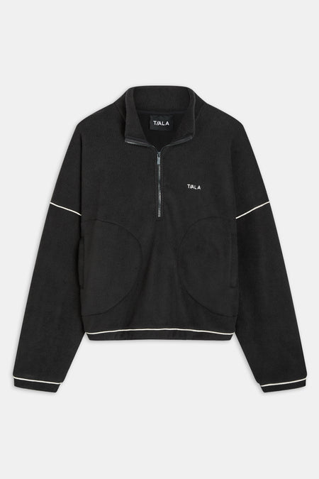 1/4 Zip Fleece Jacket - Black & Ivory