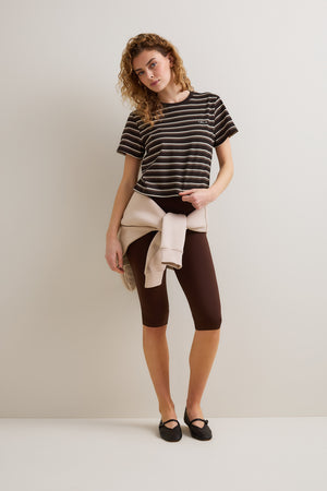 Boxy Baby Tee - Brown Stripe