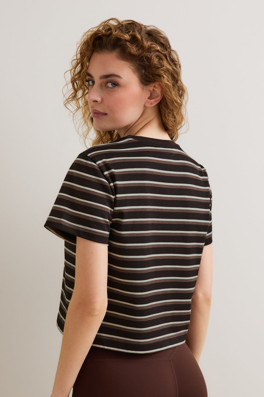 Boxy Baby Tee - Brown Stripe