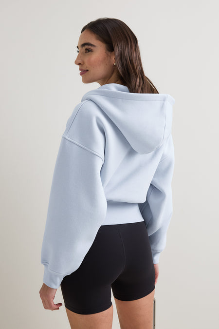 Cocoon Zip Through Hoodie - Baby Blue