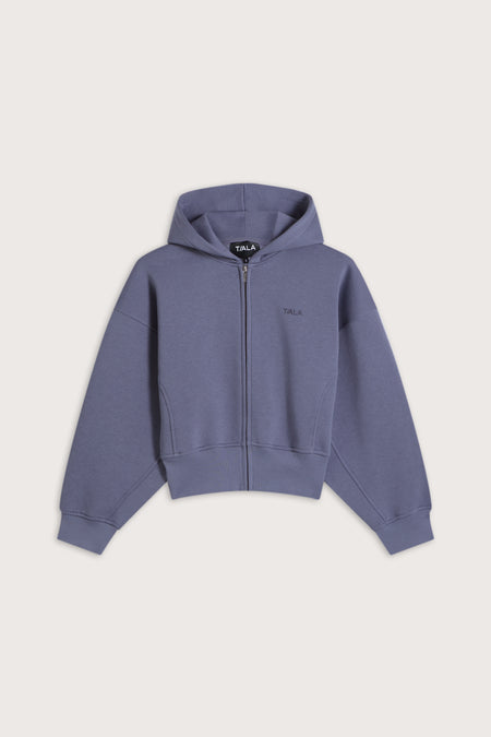 Cocoon Zip Through Hoodie - Pewter Blue