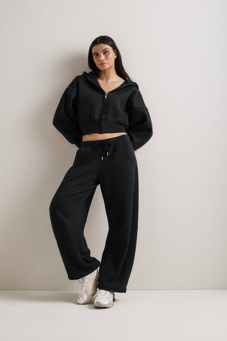 Cocoon Zip Through Hoodie - Black
