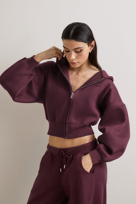 Cocoon Zip Through Hoodie - Fig