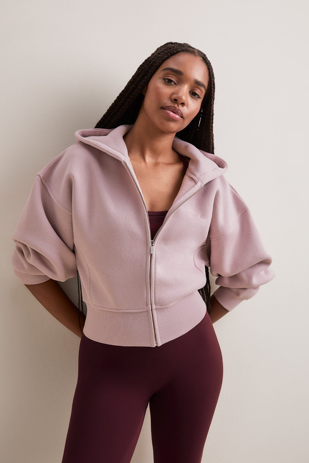 Cocoon Zip Through Hoodie - Blush