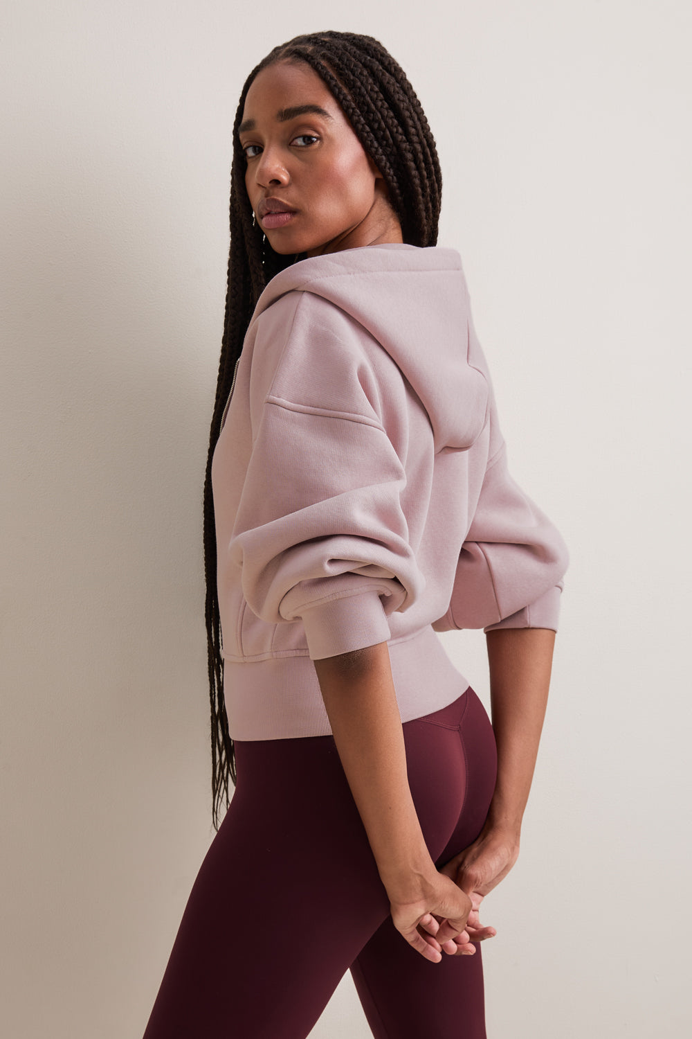 Cocoon Zip Through Hoodie - Blush