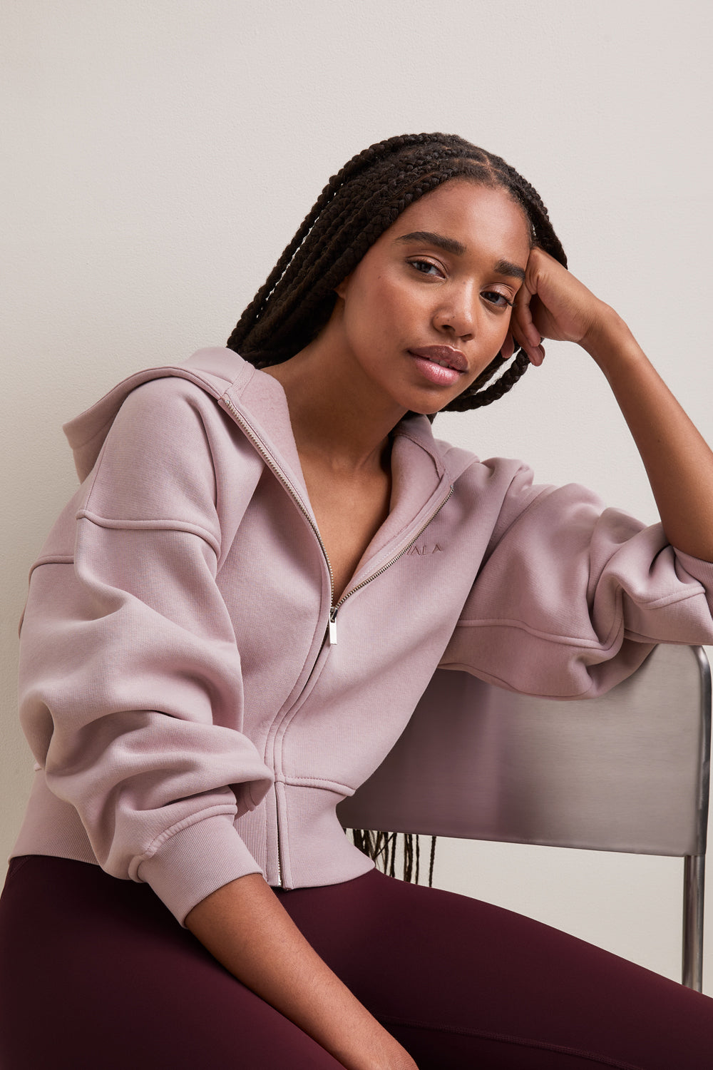 Cocoon Zip Through Hoodie - Blush