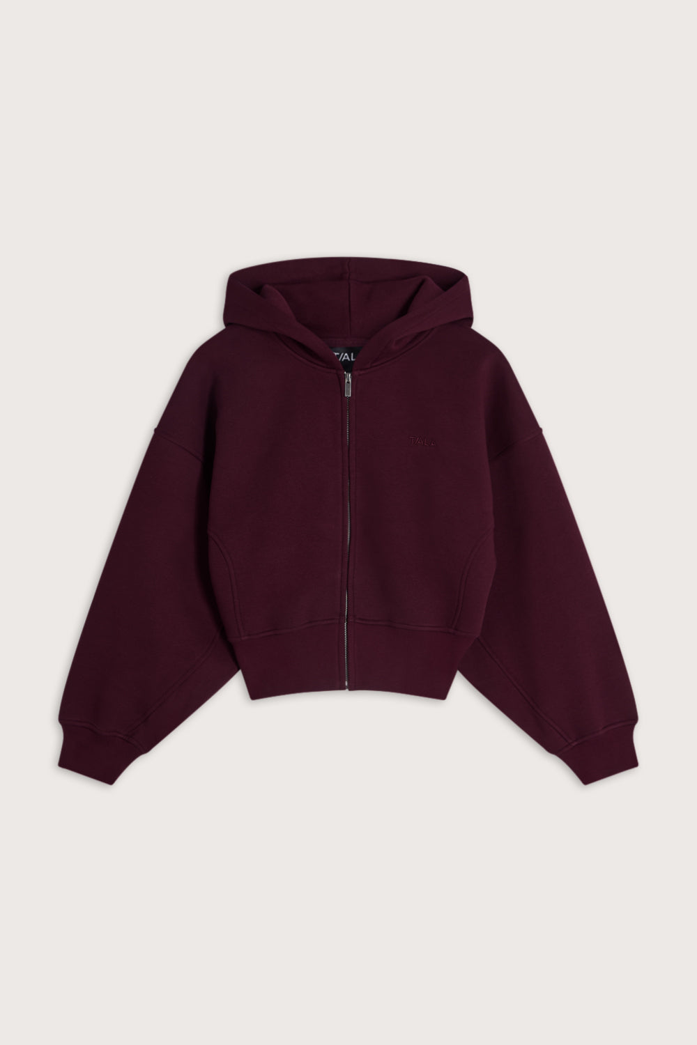 Cocoon Zip Through Hoodie - Deep Burgundy