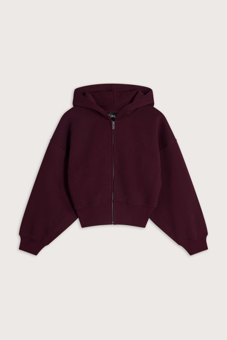 Cocoon Zip Through Hoodie - Deep Burgundy
