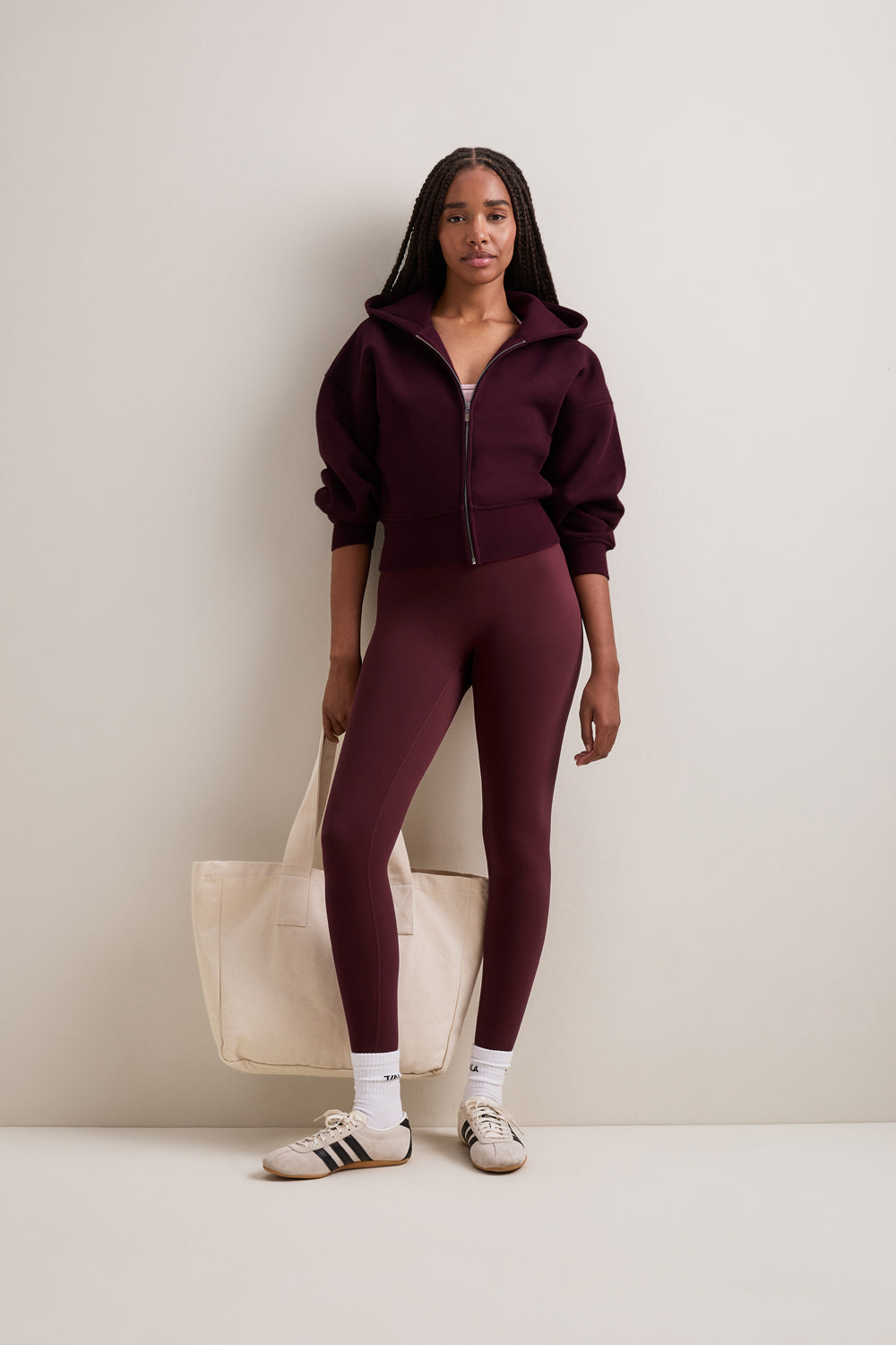 Cocoon Zip Through Hoodie - Deep Burgundy