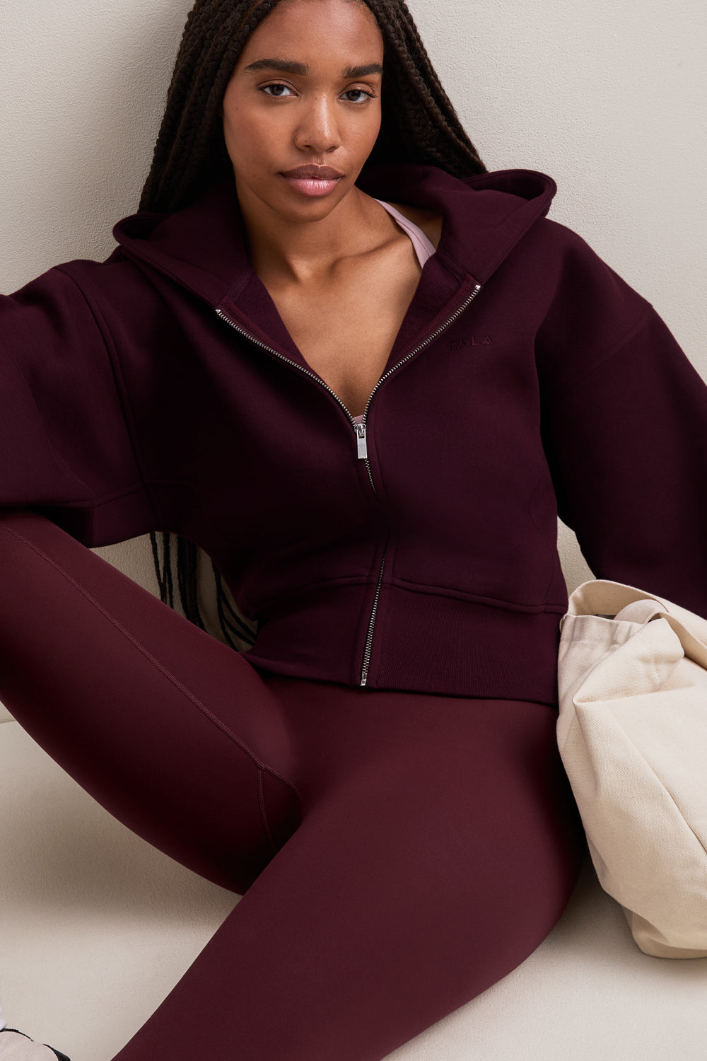 Cocoon Zip Through Hoodie - Deep Burgundy