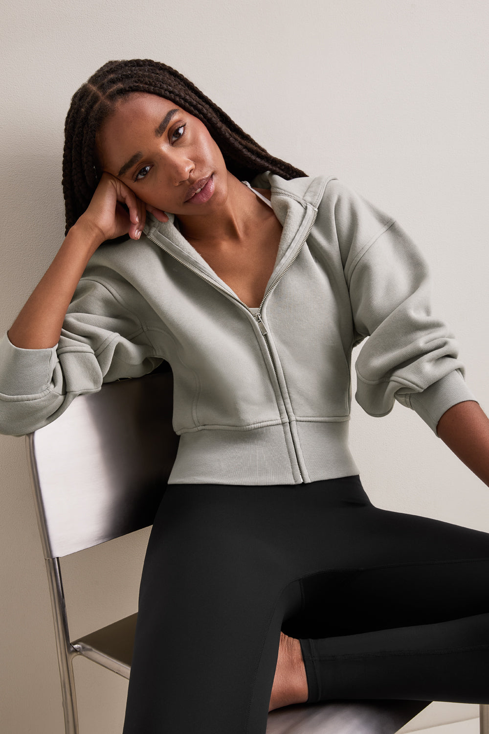 Cocoon Zip Through Hoodie - Soft Sage