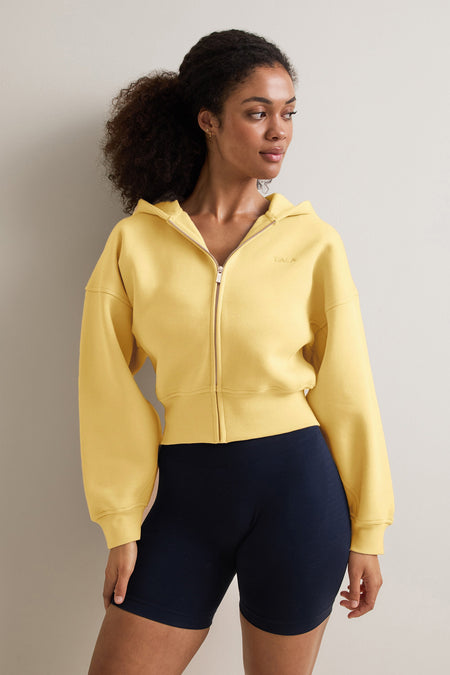Cocoon Zip Through Hoodie - Butter Yellow
