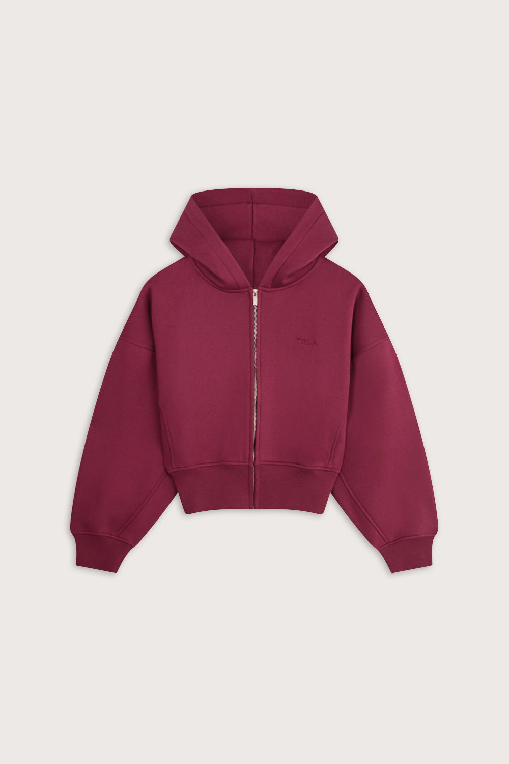 Cocoon Zip Through Hoodie - Cherry Red