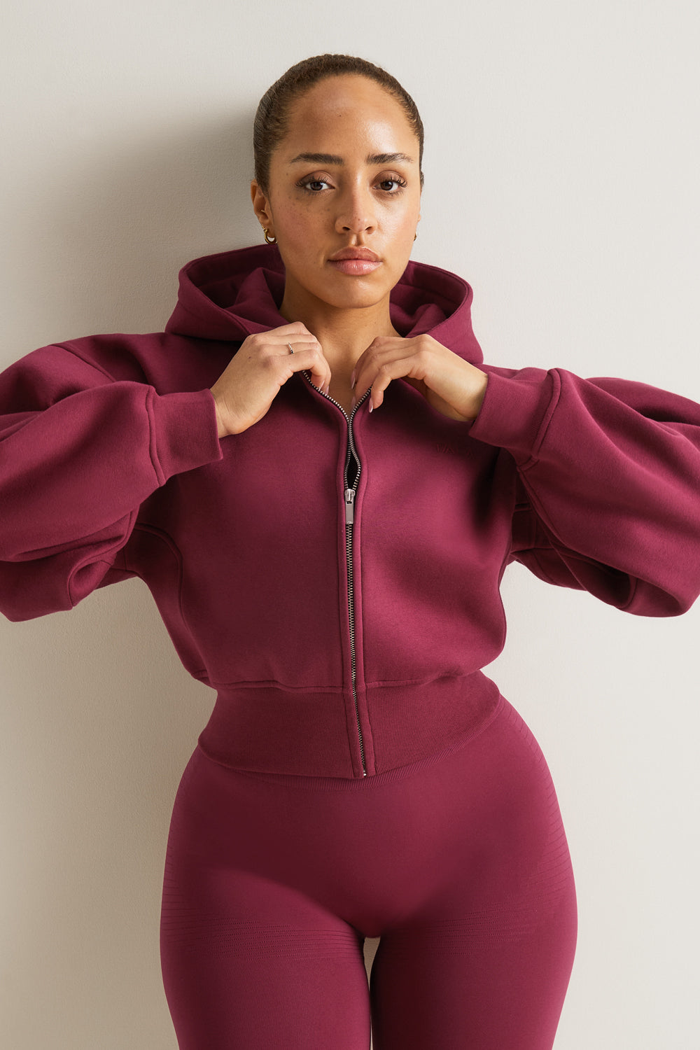 Cocoon Zip Through Hoodie - Cherry Red