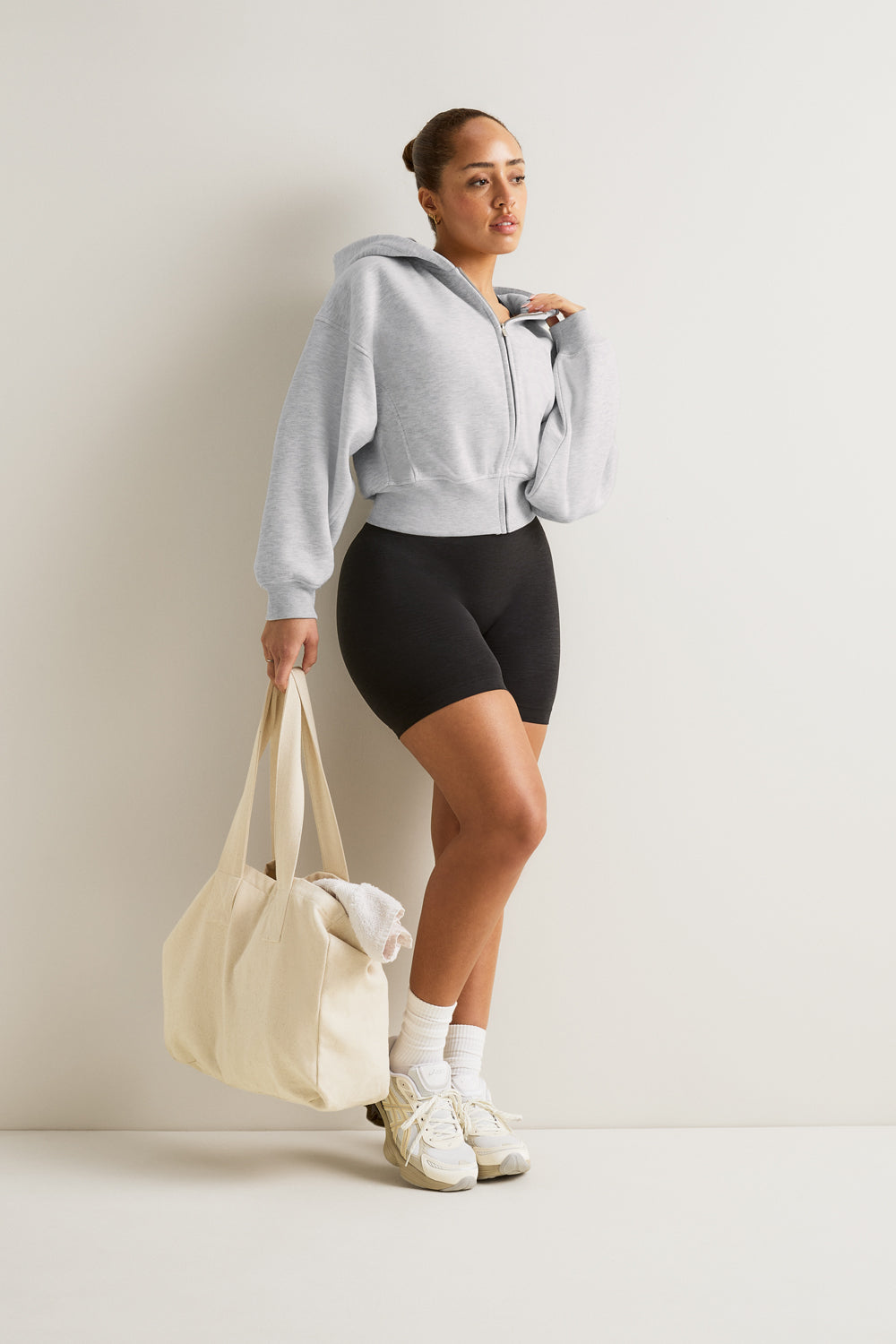 Cocoon Zip Through Hoodie - Grey Marl